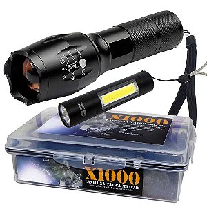 Lanterna Tática X1000 T6+ Estojo+ Mini Lanterna lampião USB