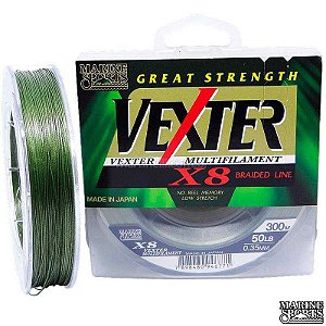 Linha Marine Sports Vexter X8 Multifilamento 40 LB - 0,29mm 8 fios - 300m - Verde