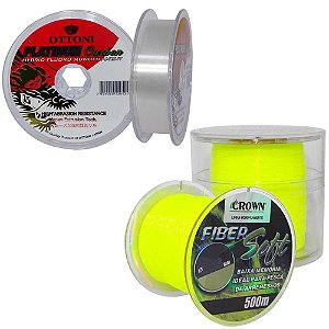 Kit 1X Linha Crown Fiber 0,37mm 500m 1X Linha Fluorca 0,40mm