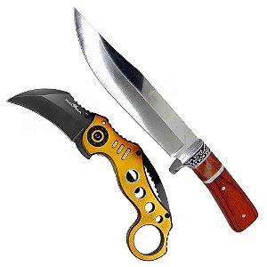 Faca Hz-06-1042 Cabo Mad + Canivete Nautika Bullet Karambit