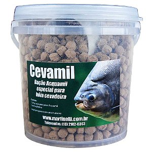 Balde Cevamil Ração Para Pesqueiro Acquamil 1,5kg C/ Caneca