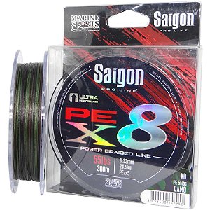 Linha multi Saigon X8 300m 0,29mm 45lb Camouflaged
