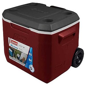 Caixa Térmica Coleman 50 Qt 47,3l Vermelha c/ Rodas 110130005888