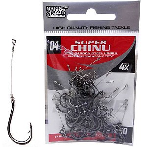 Anzol Marine Sports Super Chinu 4X Encastoado N.4 com 50 un.