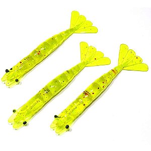 Isca artificial Camarão Nihon Baits 12 Amarelo Limão 8,75cm c/ 3 un.