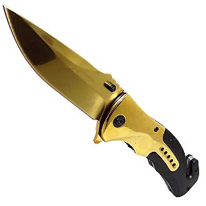 Canivete HZ-0888 dourado e preto co/ clip de bolso
