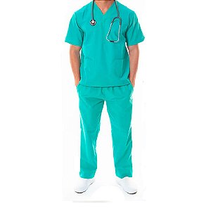 Conjunto Cirúrgico Masculino Verde Hospitalar (Gabardine)