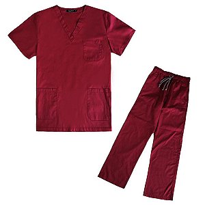 Conjunto Cirúrgico Masculino Bordô (Gabardine)
