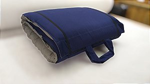 Colchonete Portátil Solteiro 1,90m x 65cm x 7cm Tecido Algodão Azul-Cinza Rei do Futon