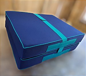 Colchão Dobrável Viés Solteiro 1,90m x 80cm x 10cm Azul Verde Rei do Futon