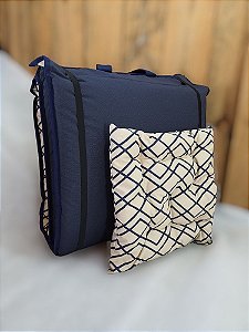 Colchonete Portátil Solteiro 1,90m x 65cm x 7cm  Azul Vi Rei do Futon