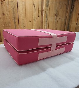 Colchão Dobrável Viés Solteiro 1,90m x 80cm x 15cm Pink Rosa Rei do Futon