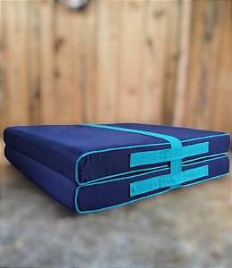 Colchão Solteiro Dobrável Confortável Azul Marinho Rei do Futon