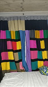 CORTINA PATCHWORK EM SARJA 300X250CM COM CORREDIÇAS PARA TRILHO ARTESANAL