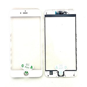 Vidro Apple Iphone 6S Plus Com Cola Oca + Frame ( Aro ) Branco