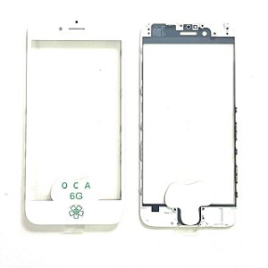 Vidro Apple Iphone 6 Com Cola Oca + Frame ( Aro ) Branco
