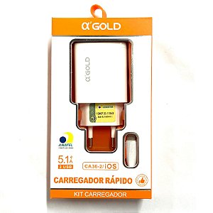 Carregador Rápido CA36-2 5.1A Lightning para iPhone - A Gold 3 USB