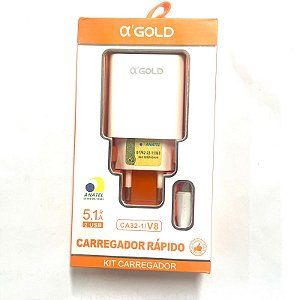 Carregador Rápido CA32-1 5.1A V8 / Micro USB - A Gold 3 USB