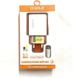 Carregador Rápido CA36-3 5.1A Tipo C - A Gold 3 USB