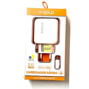 Carregador Rápido CA23-1 5.1A V8 / Micro USB - A Gold 2 USB