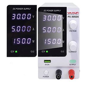 Fonte de Bancada Alimentação Profissional Yaxun 4 Digitos 30V 5A Yx-305DS 220v
