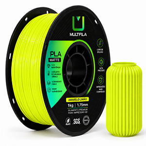 Filamento MultFila Impressora 3D PLA Matte Amarelo Limão 1kg 1.75mm Premium