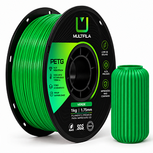 Filamento MultFila Impressora 3D PETG Verde 1kg 1.75mm Premium
