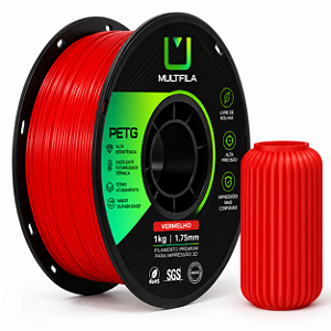 Filamento MultFila Impressora 3D PETG Vermelho 1kg 1.75mm Premium