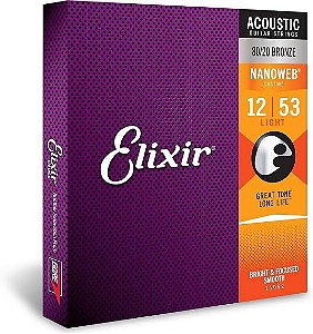 Encordoamento Elixir Violão Bronze 80/20 Revestimento Nanoweb