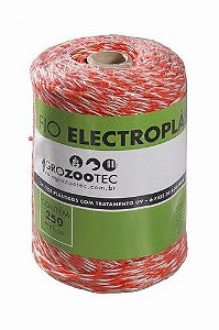 Fio eletroplástico 2mm (15 fios/ 6 fios aço 0,15mm)  anti-uv - branco e vermelho – 250m.