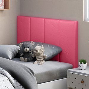 Cabeceira Cama Box Solteiro Infantil 90cm Almofadada Corino Rosa - Ofertamo