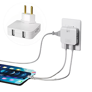 Adaptador Tomada Benjamin Articulado Múltiplas Entradas Com Entrada USB