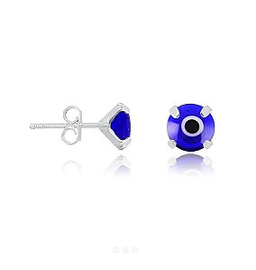 Brinco olho grego pequeno azul escuro