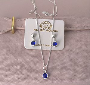 Colar com Pingente Azul Prata 925
