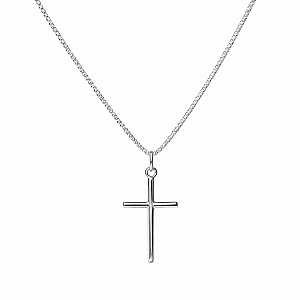 Colar Crucifixo Médio Liso Prata 925