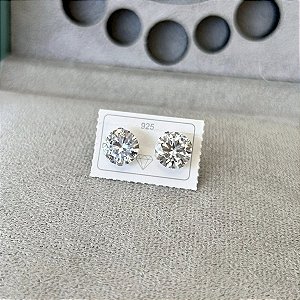 Brinco Zircônia Redonda Grande Prata 925