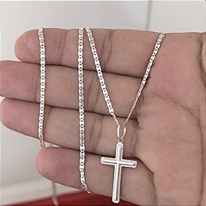 Colar Masculino Piastrine 60 cm Crucifixo
