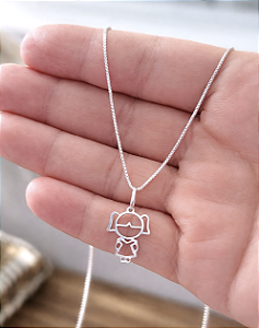 Colar com Pingente Menina Prata 925
