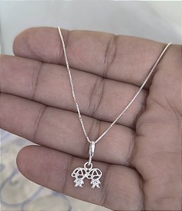 Colar 2 Meninos Prata 925 Delicado