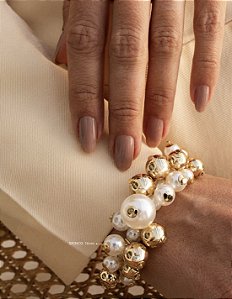 Pulseira Bolas e Pérolas Semijoia Feminina