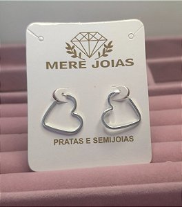 Argola Coração Fio Quadrado Prata 925
