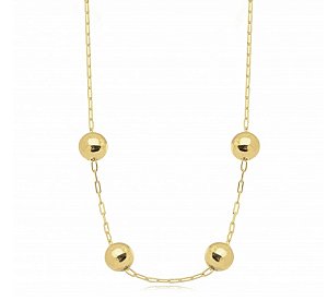 Choker Corrente Bolas Lisas Ouro 18K 43cm