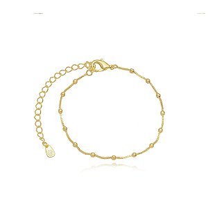 Pulseira Bolinhas Lisas Ouro 18k 16cm