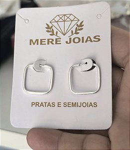 Argola Quadrada Média Prata 925