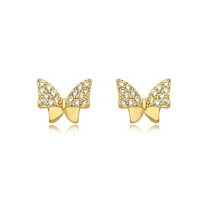 Brinco Semijoia Borboleta com Microzirconias