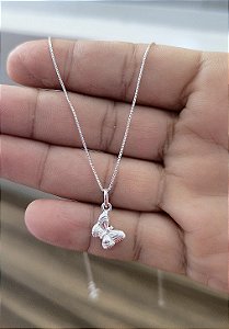 Colar Prata 925 com Pingente Borboleta