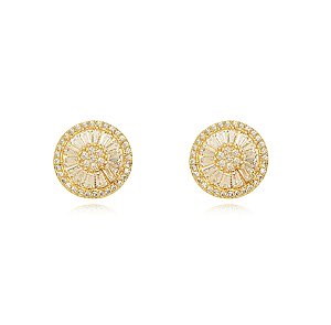 Brinco Pizza Cravejado Banho Ouro 18k