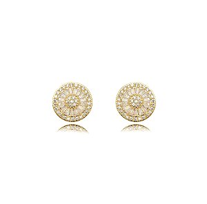 Brinco Pizza Cravejado Banho Ouro 18k