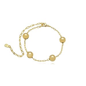 Pulseira Semijoia Bolas Lisas 18K