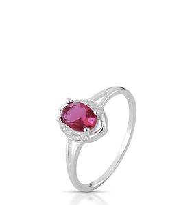 Anel Cravejado com Pedra Pink